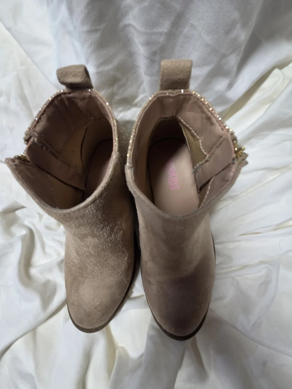 Fabkids Girls' Glitter Back Ankle Boots - Taupe